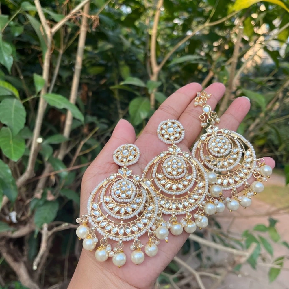 Elegant Gold and Pearl Chandelier Earrings